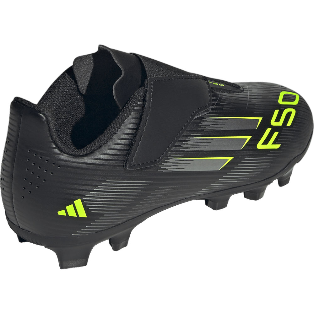 adidas F50 Club Velcro FG Jr - black/iron/lucid lemon | Soccer Center