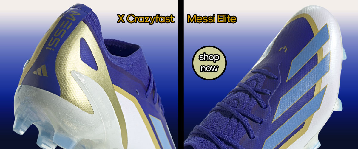The new adidas X Crazyfast Messi Elite available at Soccer Center
