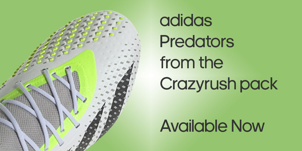 The adidas Crazyrush pack of Predator footwear, available at Soccer Center