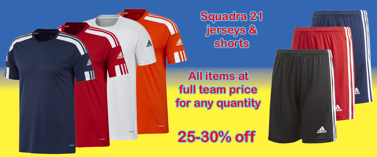 adidas Squadra 21 uniforms on sale at Soccer Center