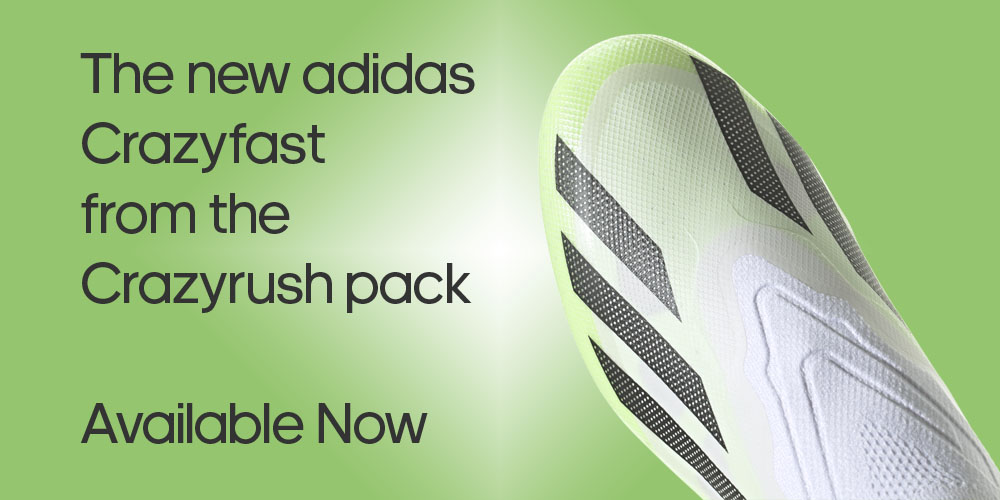 The adidas Crazyrush pack of X Crazyfast footwear, available at Soccer Center